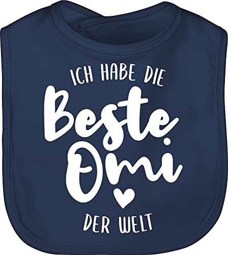 Baby Lätzchen - Strampler Mädchen & Junge - Ich habe die beste Omi der Welt - Unisize - Navy Blau - lustige babysachen sprüche oma bibs babykleidung mit süßen sprüchen spruch hab laetzchen von Shirtracer