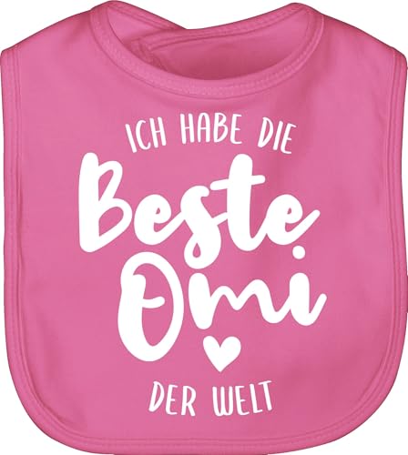 Baby Lätzchen - Strampler Mädchen & Junge - Ich habe die beste Omi der Welt - Unisize - Pink - lustige babysachen sachen für neugeborene oma latz babykleidung sprüche zur geburt hab babylätze von Shirtracer