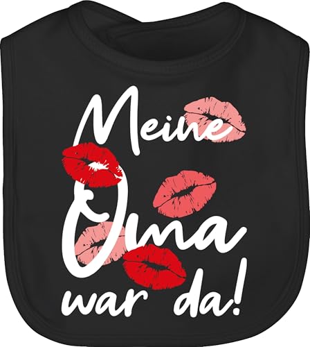 Baby Lätzchen - Strampler Mädchen & Junge - Meine Oma war da - weiß - Unisize - Schwarz - spruch lustige babysachen sachen für neugeborene omas babylätze babykleidung sprüche zur geburt von Shirtracer