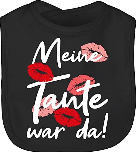 Baby Lätzchen - Strampler Mädchen & Junge - Meine Tante war da - weiß - Unisize - Schwarz - babykleidung sprüche spruche schlabberlatz mit sprüchen laetzchen babysachen lustige babygeschenke von Shirtracer