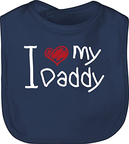 Shirtracer Baby Lätzchen - Geschenk zum Vatertag - I love my Daddy quer weiß - Unisize - Navy Blau - papatagsgeschenk vatertagsgeschenk väter männertagsgeschenke papa vater papas papatag herrentag von Shirtracer