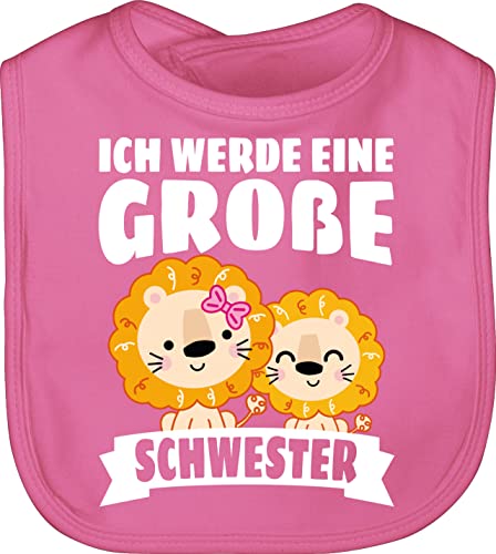 Shirtracer Baby Lätzchen - Ich werde eine große Schwester mit Löwen - weiß - Unisize - Pink - sis geschenk grosse schlabberlatz big sister 2024 geschenke für schwestern verkünden groesse großes fuer von Shirtracer