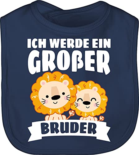 Baby Lätzchen - Ich werde ein großer Bruder - Löwe - Unisize - Navy Blau - großen brüder brother laetzchen große big schlabberlatz größeren grossen latz geschenk grosser geschenke bald 2024 von Shirtracer