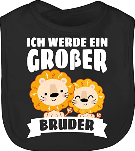 Baby Lätzchen - Ich werde ein großer Bruder - Löwe - Unisize - Schwarz - großen brüder brother laetzchen große big schlabberlatz größeren grossen latz geschenk grosser geschenke von Shirtracer