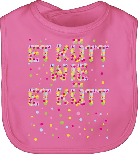 Shirtracer Baby Lätzchen - Karneval & Fasching - Et kütt wie et kütt Konfetti I Köln I Kölsches Grundgesetz I Echte Kölner - Unisize - Pink - fastnacht koeln latz faschings kölsche fasnacht sprüche von Shirtracer