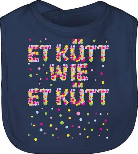 Shirtracer Baby Lätzchen - Karneval & Fasching - Et kütt wie et kütt Konfetti I Köln I Kölsches Grundgesetz I Echte Kölner - Unisize - Navy Blau - fastnacht koeln latz faschings kölsche fasnacht von Shirtracer