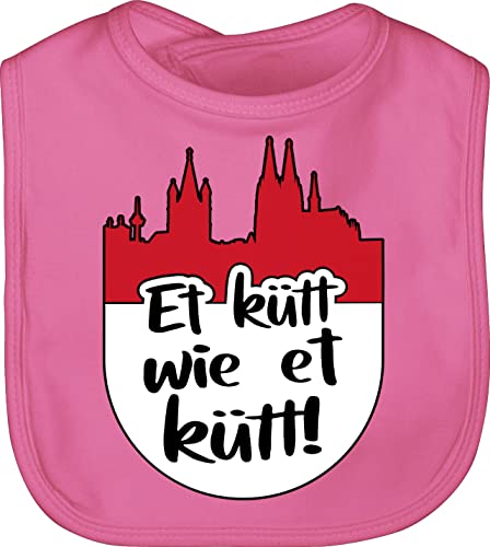 Shirtracer Baby Lätzchen - Karneval & Fasching - Et kütt wie et kütt! rot weiß - Kölsch Grundgesetz Köln Echte Kölner - Unisize - Pink - fashing karmeval faschings- karnival karnevall kinderfastnacht von Shirtracer