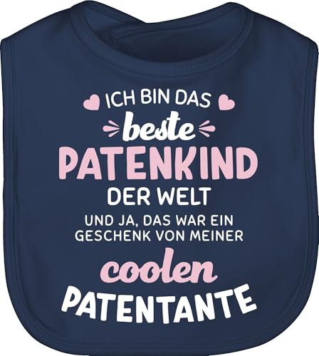 Baby Lätzchen - Patentante - Ich bin das beste Patenkind der Welt weiß/rosa - Unisize - Navy Blau - patin babykleidung patentanten bestes kinderlatz klamotten godi coolste babylätze taufpatin von Shirtracer