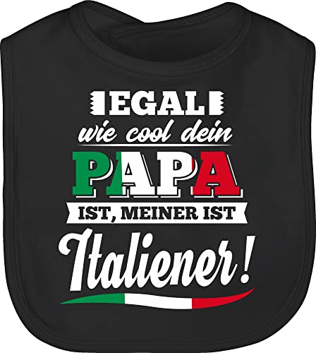 Baby Lätzchen - Sprüche - Egal wie Cool dein Papa meiner ist Italiener - Unisize - Schwarz - babykleidung mit sprüchen lustige babygeschenke daddy babylatz babysachen babygeschenk lustig italia von Shirtracer