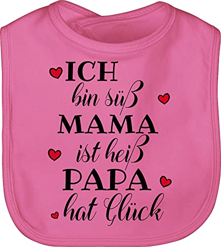 Shirtracer Baby Lätzchen - Sprüche - Ich bin süß - Mama ist heiß - Papa hat Glück - Herzen - schwarz - Unisize - Pink - lustige babysachen spruch latz babykleidung mit süßen sprüchen spruche von Shirtracer