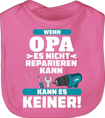 Baby Lätzchen - Sprüche - Wenn Opa es nicht reparieren kann kann es keiner blau - Unisize - Pink - lustige babysachen sachen für neugeborene werkzeug latz babykleidung mit süßen sprüchen von Shirtracer