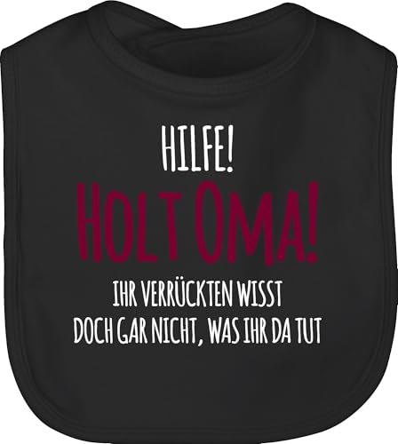 Shirtracer Baby Lätzchen - Sprüche - Hilfe Holt Oma - weiß - Unisize - Schwarz - lustige babysachen spruch oma kinderlatz babykleidung mit süßen sprüchen spruche grandma latz geschenke zur geburt von Shirtracer