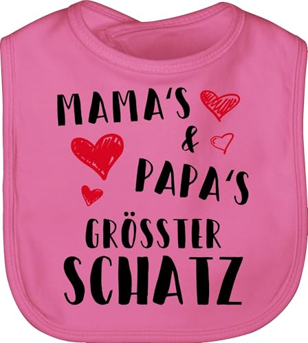 Shirtracer Baby Lätzchen - Sprüche - Mamas und Papas größter Schatz - Unisize - Pink - lustige babysachen spruch dad latz babykleidung mit süßen sprüchen spruche mama kinderlätze geschenke zur geburt von Shirtracer
