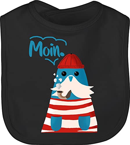 Shirtracer Baby Lätzchen - Sprüche - Moin Walross - Unisize - Schwarz - babygeschenk lustig latz babykleidung mit sprüchen sprüche. laetzchen geschenk zur geburt babysprüche schlabberlatz babysachen von Shirtracer