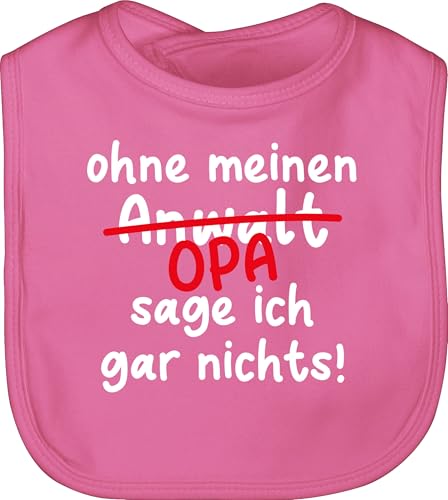 Shirtracer Baby Lätzchen - Sprüche - Ohne meinen Opa sage ich gar nichts - weiß - Unisize - Pink - lustige babysachen spruch babylätze babykleidung mit süßen sprüchen spruche sabberlätzchen von Shirtracer