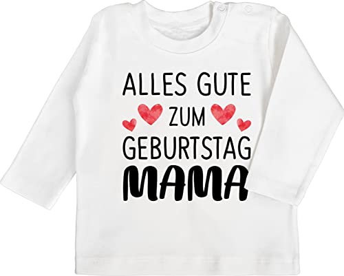 Baby Langarmshirt - Alles Gute zum Geburtstag Mama - 6/12 Monate - Weiß - muddi Geburtstag, Tshirt Mamas Babykleidung Mutter t-Shirt muttertagsgeschenk Shirt Mommy Muttertag Mother's Day Mutti von Shirtracer