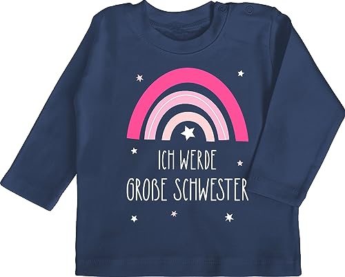 Baby Langarmshirt - Ich werde große Schwester - Regenbogen - Grosse Schwester - 12/18 Monate - Navy Blau - Shirt t-Shirt Schwestern Big Sister Tshirt t sis Will be a Langarm von Shirtracer