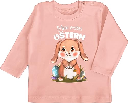Baby Langarmshirt - Ostergeschenke - Mein erstes Ostern Hase I Easter I Osterhase I Oster Hase - 6/12 Monate - Babyrosa - 1.Ostern Shirt osteroutfit ostermotiv My Tshirt 1. Kleidung von Shirtracer