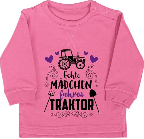 Baby Pullover Jungen - Bagger und Co. - Echte Mädchen Fahren Traktor - schwarz - 12/18 Monate - Pink - Fahrzeuge trecker Pulli flugzeugen von Shirtracer