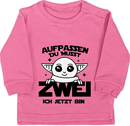 Baby Pullover Jungen Mädchen - 2. Geburtstag - Aufpassen du musst zwei ich jetzt bin - Parodie - schwarz - 18/24 Monate - Pink - kindergeburtstag sweatshirt 2 jahre zweiter geburtstagspullover zum von Shirtracer