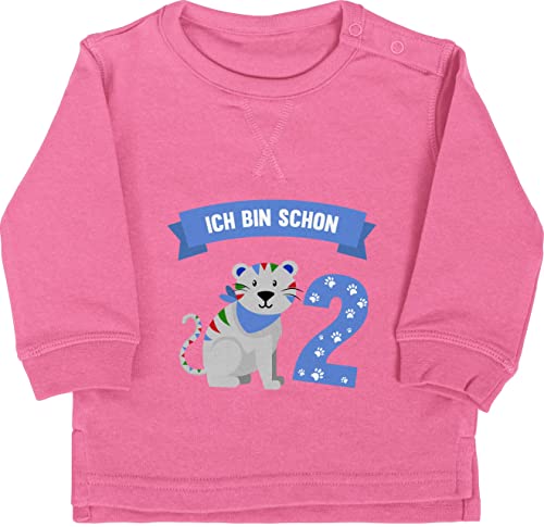 Baby Pullover Jungen Mädchen - 2. Geburtstag - Ich bin schon zwei Tiger - 18/24 Monate - Pink - 2 jahre pulli kindergeburtstag birthday years geschenk jahre, für jährigen geburtstagsparty zum von Shirtracer