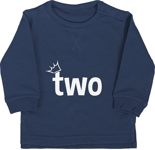 Shirtracer Baby Pullover Jungen Mädchen - 2. Geburtstag - Krone Two weiß - 18/24 Monate - Navy Blau - geburtstagsshirt Langarm 2 Jahre 2.Geburtstag Pulli Junge Zwei Sweatshirt geburtstagspullover von Shirtracer
