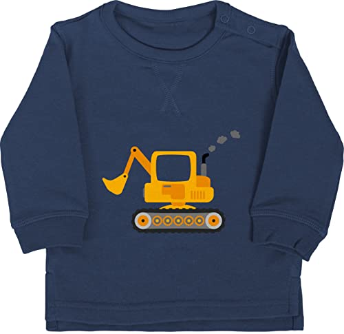 Shirtracer Baby Pullover Jungen Mädchen - Traktor und Co. - Bagger - 12/18 Monate - Navy Blau - Fahrzeuge Kindergarten Sweatshirt Oberteil Babykleidung Pulli von Shirtracer