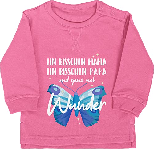 Baby Pullover Jungen Mädchen - Strampler & Junge - Ganz viel Wunder - weiß - 12/18 Monate - Pink - mutter vater kind mama und papa ein bisschen von Shirtracer