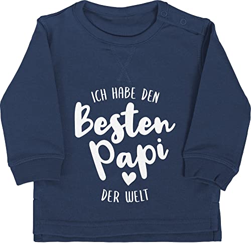 Baby Pullover Jungen Mädchen - Strampler & Junge - Ich habe den besten Papi der Welt - 12/18 Monate - Navy Blau - bester papa mit spruch sprüche. sprüche für babysachen babygeschenk lustig von Shirtracer