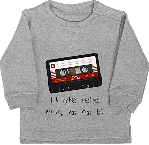 Baby Pullover Jungen Mädchen - Strampler & Junge - Kassette - Keine Ahnung was das ist - 6/12 Monate - Grau meliert - kassetten von Shirtracer