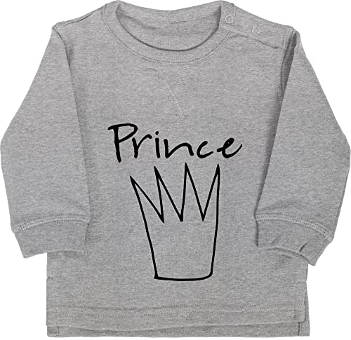 Baby Pullover Jungen Mädchen - Strampler & Junge - Prince Krone - 6/12 Monate - Grau meliert - prinz von Shirtracer