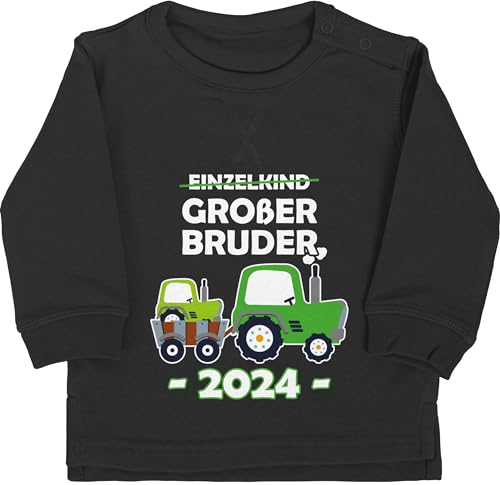 Baby Pullover Jungen Mädchen - Einzelkind Großer Bruder 2024 Traktor - 18/24 Monate - Schwarz - Big bro für große brüder Babykleidung großen Brother grosser 2023 Grosse größeren den Geschenk von Shirtracer