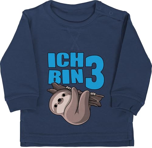 Shirtracer Baby Pullover Jungen Mädchen - Geburtstag Geburtstagsgeschenk - Ich Bin DREI mit Faultier in blau - 18/24 Monate - Navy Blau - Birthday 3 Pulli Geburtstags Jahre Langarm Happy von Shirtracer