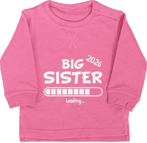 Shirtracer Baby Pullover Jungen Mädchen - Geschwister Bruder und - Große Schwester Loading 2025-6/12 Monate - Pink - geschwisteroutfit Sister Langarm geschwisteroutfitset Pulli schwesterngeschenk Big von Shirtracer