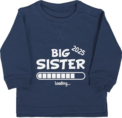 Shirtracer Baby Pullover Jungen Mädchen - Geschwister Bruder und Schwester - Big Sister Loading 2025-18/24 Monate - Navy Blau - schwesterngeschenk 2023 Sweatshirt geschwisteroutfit Grosse Pulli von Shirtracer