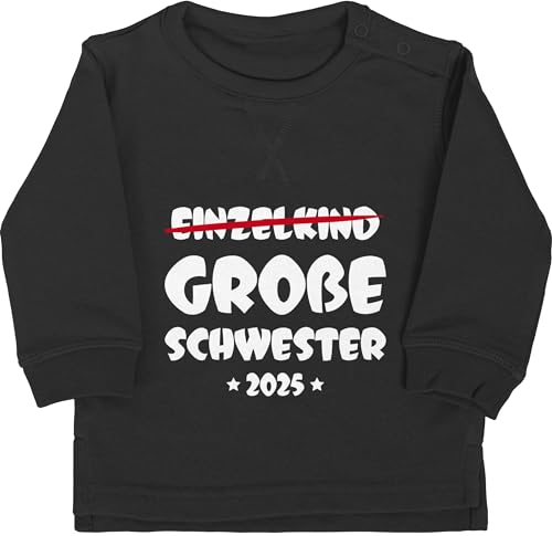 Baby Pullover Jungen Mädchen - Geschwister Bruder und - Einzelkind Große Schwester 2025 - 18/24 Monate - Schwarz - langarm big sister 2024 sweatshirt 2023 pullis grosse babypullover großer pulli von Shirtracer