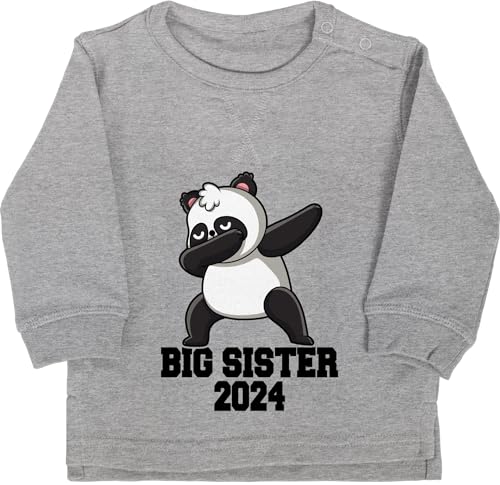 Baby Pullover Jungen Mädchen - Geschwister Bruder und - Große Schwester I Dabbing Panda Big Sister 2024-12/18 Monate - Grau meliert - Langarm geschwisteroutfitset Geschenkideen von Shirtracer