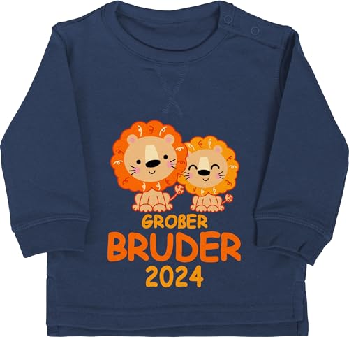 Baby Pullover Jungen Mädchen - Großer Bruder 2024 mit Löwen - 12/18 Monate - Navy Blau - grosser 2023 ich werde Geschenk großen Big Brother Geschenke 2025 für bro Geschwister Grosse brüder von Shirtracer