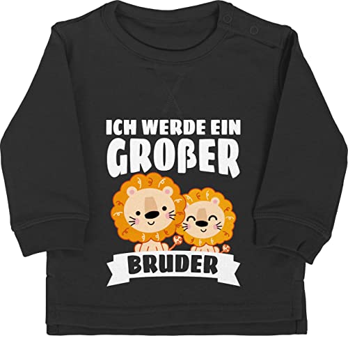 Shirtracer Baby Pullover Jungen Mädchen - Ich werde EIN großer Bruder - Löwe - 12/18 Monate - Schwarz - Oberteil Grosse brüder große Pulli großen grosser Sweatshirt Geschenk Bald größer Geschenke von Shirtracer