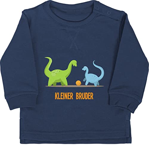 Shirtracer Baby Pullover Jungen Mädchen - Kleiner Bruder Dinosaurier - 6/12 Monate - Navy Blau - Little Brother Dino Pulli kleine Lil bro Langarm Geschenk Saurus kleinen Geschwisterliebe brüder 2024 von Shirtracer