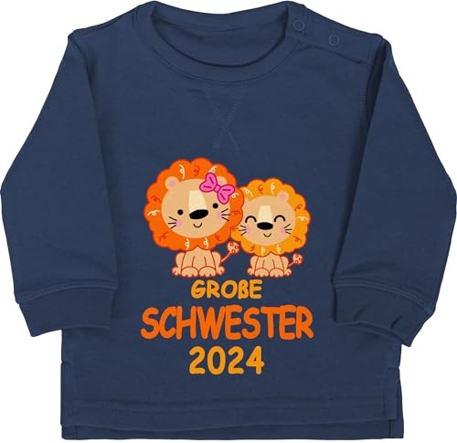 Baby Pullover Jungen Mädchen - Große Schwester 2024 mit Löwen - 12/18 Monate - Navy Blau - Schwestern Sister Big sis 2023 Geschenke Grosse Geschenk für Groesse große+Schwester+Geschenk großes von Shirtracer