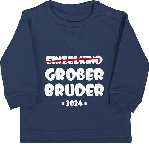 Baby Pullover Jungen Mädchen - Einzelkind Großer Bruder 2024-12/18 Monate - Navy Blau - großen brüder grosser 2023 Geschenke ich werde Geschenk grosser+Bruder großer+Bruder Big bro Brother von Shirtracer