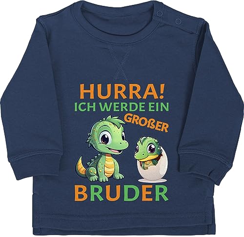 Shirtracer Baby Pullover Jungen Mädchen - Hurra endlich großer Bruder - Ich werde großer Bruder - Ich Bin großer Bruder - 18/24 Monate - Navy Blau - großen Geschenk Geschenke 2025 für großer+Bruder von Shirtracer