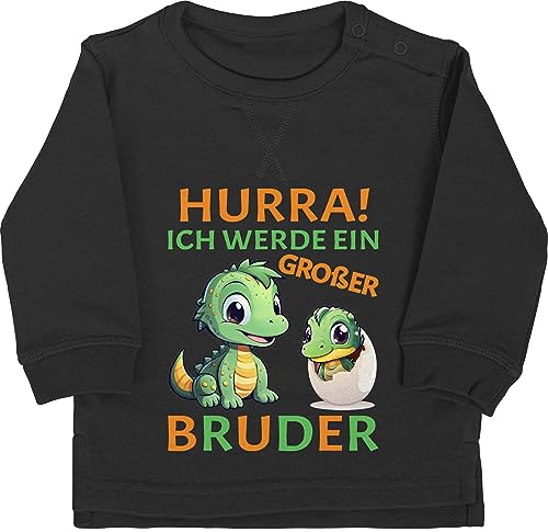 Shirtracer Baby Pullover Jungen Mädchen - Hurra endlich großer Bruder - Ich werde großer Bruder - Ich Bin großer Bruder - 6/12 Monate - Schwarz - Grosse 2024 Geschenke Geschenk grosser grosser+Bruder von Shirtracer