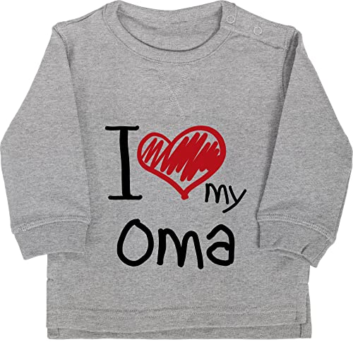 Shirtracer Baby Pullover Jungen Mädchen - I Love My Oma schwarz - 18/24 Monate - Grau meliert - babygeschenke für Langarm omi von Shirtracer