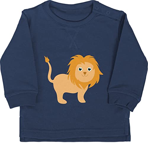 Shirtracer Baby Pullover Jungen Mädchen - Süßer Löwe - 18/24 Monate - Navy Blau - tiermotiv Sweatshirt löwen Oberteil Kita Pulli von Shirtracer