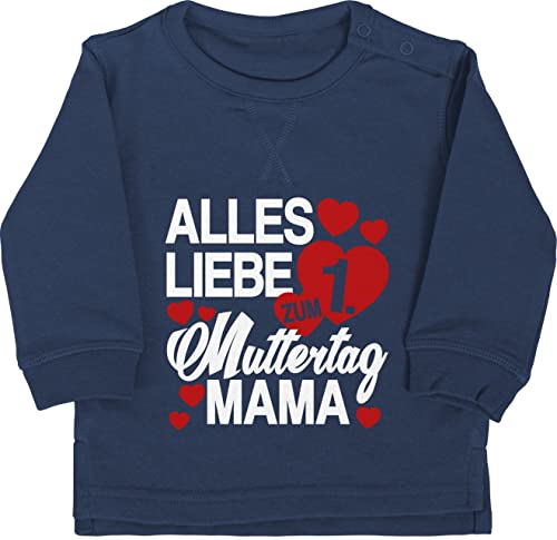 Baby Pullover Jungen Mädchen - 1. Muttertag - Alles liebe zum ersten Muttertag - 6/12 Monate - Navy Blau - mutter erste muttertagsgeschenk sweatshirt muttertaggeschenke 1 mamatags erster mama jahr von Shirtracer