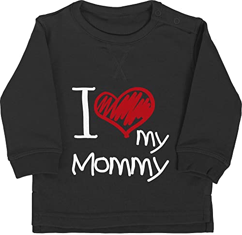 Baby Pullover Jungen Mädchen - Mama - I love my Mommy weiß - 12/18 Monate - Schwarz - muttertag von tochter fuer mutter mothers mother's day mom mamas mütter mami geschenk muttertaggeschenke von Shirtracer