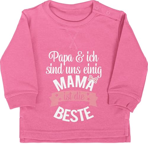 Baby Pullover Jungen Mädchen - Mama ist die beste I Weltbeste Mutti - 6/12 Monate - Pink - muddi papa pulli mamas mutter muttertagsgeschenk super mami mommy mom muttertag tollste mother's day von Shirtracer