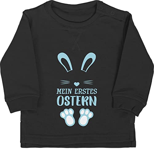 Shirtracer Baby Pullover Jungen Mädchen - Ostergeschenke - Mein erstes Ostern - Hase - 6/12 Monate - Schwarz - Osterhase osterhasen osterkleinigkeiten My 1 Easter ostersachen 1. osternest First von Shirtracer